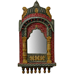 Настенное зеркало в резной раме из тропического дерева Carved Wood Mirror Colorful варинант исполнения - 1 | Loft Concept в Новосибирске