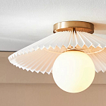 Потолочный светильник с белым плиссированным абажуром Headquarters варинант исполнения - 2 | Loft Concept в Новосибирске