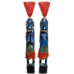 Комплект из 2-х деревянных статуэток Asmat Straw Headdress Statuettes Multicolor варинант исполнения - 3 | Loft Concept в Новосибирске