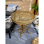 Столик приставной золотистый с орнаментом на столешнице Tanzania варинант исполнения - 5 | Loft Concept в Новосибирске