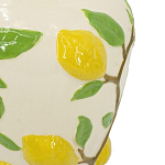 Ваза с крышкой кремового цвета и объемным рисунком лимонов и листьев Lemon Delight варинант исполнения - 3 | Loft Concept в Новосибирске