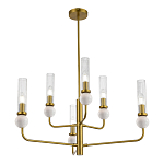 Люстра с 6-ю плафонами в форме стеклянных трубок и мраморных декоративных элементов Montreal варинант исполнения - 4 | Loft Concept в Новосибирске