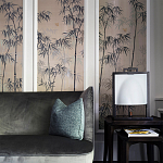 Обои ручная роспись Distant Bamboo Special Colourway on Lead Grey dyed silk варинант исполнения - 2 | Loft Concept в Новосибирске