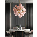 Люстра розовые шары на золотом каркасе Pink Light Bubbles варинант исполнения - 3 | Loft Concept в Новосибирске