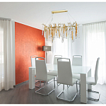 Люстра линейная золотого цвета с декоративными ветвями и длинными стеклянными подвесками в форме сосулек Droplet Chandelier варинант исполнения - 10 | Loft Concept в Новосибирске