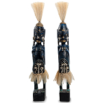 Комплект из 2-х деревянных статуэток Asmat Straw Headdress Statuettes Dark Blue варинант исполнения - 5 | Loft Concept в Новосибирске