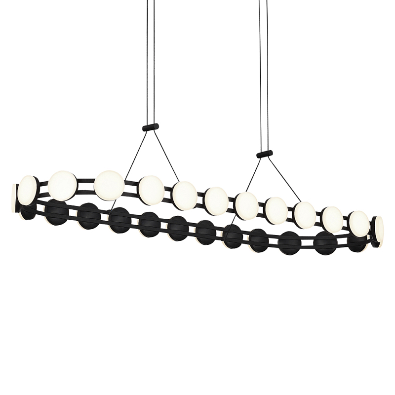 Люстра овальная с круглыми светодиодными источниками света Maxine Light Золотой Черный Белый в Новосибирске | Loft Concept 