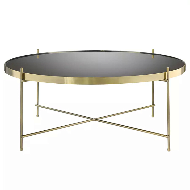 Кофейный столик с круглой зеркальной столешницей Round Mirror Table Коричневый Латунь в Новосибирске | Loft Concept 