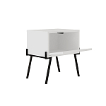 Прикроватная тумба белая с откидной резной дверцей на 4-х металлических ножках NAIVE NIGHTSTAND WHITE варинант исполнения - 1 | Loft Concept в Новосибирске