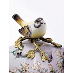 Шкатулка фиолетового цвета с рисунком бабочек и крышкой с фигуркой птицы на ветке Eden Garden варинант исполнения - 4 | Loft Concept в Новосибирске