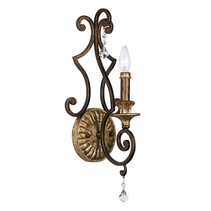 Бра в форме свечи и подвесками в классическом стиле Quoizel Бронза Золотой в Новосибирске | Loft Concept 