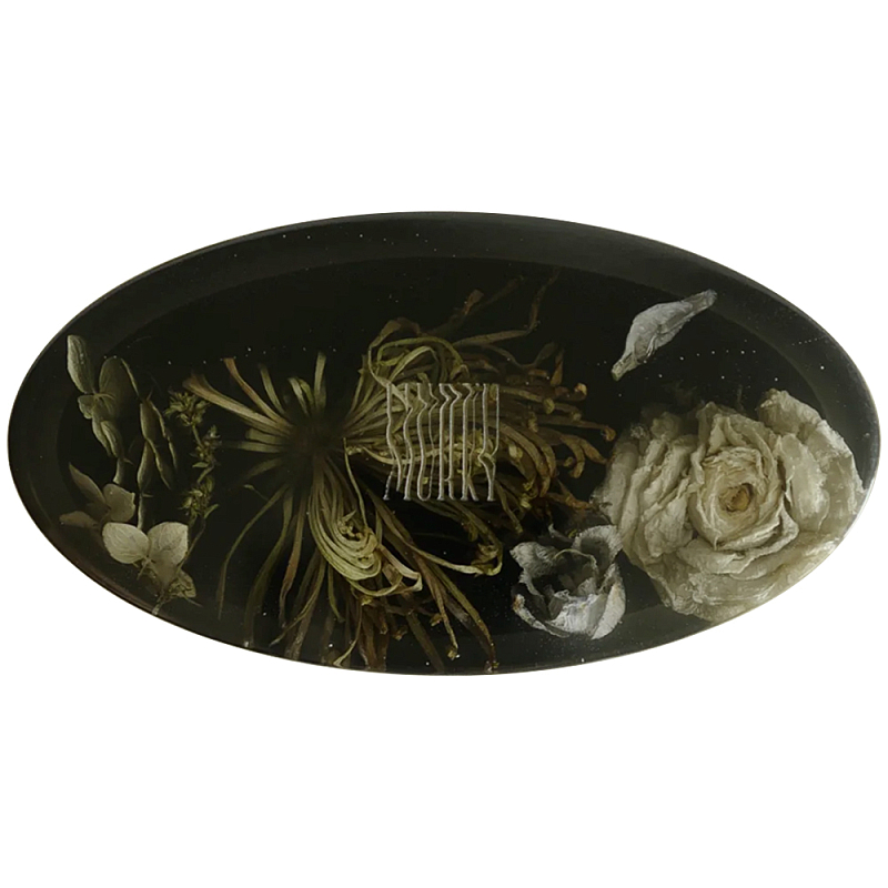 Шкатулка из эпоксидной смолы с цветами черная Epoxy Resin Oval Box Black Черный Шкатулка из эпоксидной смолы с цветами черная Epoxy Resin Oval Box Black Черный в Новосибирске | Loft Concept