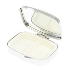 Таблетница карманная прямоугольная с 2-мя отделениями с зеркалом и накладкой из натурального камня Жадеит Silver Stone Pillboxes варинант исполнения - 3 | Loft Concept в Новосибирске