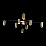 Потолочный светильник с 8-ю цилиндрическими плафонами цвета латунь TRIBES CHANDELIER варинант исполнения - 1 | Loft Concept в Новосибирске