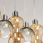 Люстра с 3-мя плафонами волнообразной формы цвета янтарь и 2-мя прозрачными шарообразными плафонами Lucid Rain  варинант исполнения - 8 | Loft Concept в Новосибирске