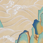 Обои ручная роспись Matsushima Waves Kano on Edo Straw India tea paper варинант исполнения - 2 | Loft Concept в Новосибирске