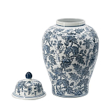 Ваза с крышкой и бело-синим цветочным узором Blue & White Ornament  варинант исполнения - 1 | Loft Concept в Новосибирске