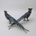 Статуэтка бронзовая пара Фазаны синие Bronze Birds варинант исполнения - 3 | Loft Concept в Новосибирске