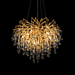 Люстра подвесная с прозрачными стеклянными подвесками в форме капель Диаметр 60 см Droplet Chandelier варинант исполнения - 9 | Loft Concept в Новосибирске