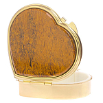 Таблетница карманная в форме сердца с 3-мя отделениями с зеркалом и накладкой из натурального камня Яшма Змеиная Gold Stone Pillboxes варинант исполнения - 2 | Loft Concept в Новосибирске