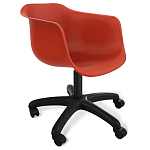 Стул пластиковый красного цвета на колесиках с подъемно-поворотным механизмом Eames Red варинант исполнения - 1 | Loft Concept в Новосибирске