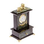 Часы настольные с декором в виде льва из натурального камня Нефрит Lion Stone Clock варинант исполнения - 2 | Loft Concept в Новосибирске