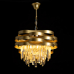 Люстра цвета матового золота с металлическими лентами и длинными прозрачными подвесками Gilded Waves варинант исполнения - 3 | Loft Concept в Новосибирске