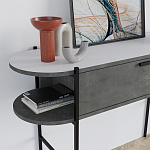 Консоль напольная серая с выдвижным ящиком и 2-мя полками с белой столешницей OTIS CONSOLE RETRO GRAY варинант исполнения - 4 | Loft Concept в Новосибирске