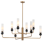 Люстра на штанге с 8-ю цилиндрическими матовыми плафонами и шарами из камня Orb Essence варинант исполнения - 5 | Loft Concept в Новосибирске