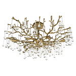 Потолочная люстра в виде ветвей деревьев золотого цвета с прозрачными подвесками-каплями Droplet Chandelier варинант исполнения - 3 | Loft Concept в Новосибирске