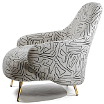 Кресло мягкое с принтом на золотистых ножках Onlooker варинант исполнения - 1 | Loft Concept в Новосибирске