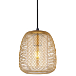 Подвесной светильник со стеклянным плафоном цилиндрической формы и металлической сеткой Metal Mesh Gold варинант исполнения - 1 | Loft Concept в Новосибирске