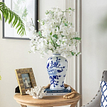 Ваза с бело-синей росписью и изображением цветов Blue & White Ornament варинант исполнения - 5 | Loft Concept в Новосибирске