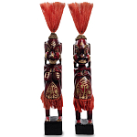 Комплект из 2-х деревянных статуэток Asmat Red Straw Headdress Statuettes Red Gold варинант исполнения - 1 | Loft Concept в Новосибирске