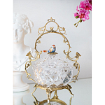 Конфетница с бронзовой ручкой и фарфоровой птичкой на крышке Eden Garden варинант исполнения - 4 | Loft Concept в Новосибирске