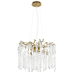 Люстра подвесная круглая в виде ветвей деревьев бронзового цвета с прозрачными подвесками-каплями Droplet Chandelier варинант исполнения - 3 | Loft Concept в Новосибирске