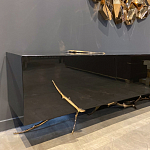 Дизайнерский комод чёрный глянцевый с основанием в виде золотых ветвей Meta Credenza  варинант исполнения - 3 | Loft Concept в Новосибирске