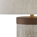 Настольная лампа с тканевым абажуром и основанием из кожи Leather Column варинант исполнения - 1 | Loft Concept в Новосибирске