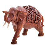 Статуэтка из дерева суар в виде слона в традиционном облачении Elephant in blanket варинант исполнения - 1 | Loft Concept в Новосибирске