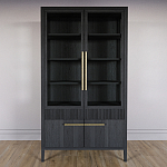 Витрина Primo со стеклянными фасадами и буфетом шпон Черный дуб варинант исполнения - 2 | Loft Concept в Новосибирске