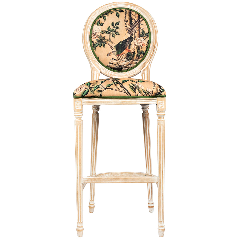 Барный стул Beige and Green Chinoiserie Bar Stool Бежевый Зеленый Барный стул Beige and Green Chinoiserie Bar Stool Бежевый Зеленый в Новосибирске | Loft Concept