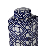Ваза прямоугольной формы с крышкой и геометрическим узором в сине-белых цветах Blue & White Ornament  варинант исполнения - 2 | Loft Concept в Новосибирске