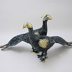 Статуэтка бронзовая пара Павлины синие Bronze Birds варинант исполнения - 1 | Loft Concept в Новосибирске