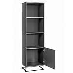 Стеллаж книжный цвета графит с 3-мя открытыми полками и дверкой Strict Lines варинант исполнения - 2 | Loft Concept в Новосибирске
