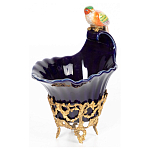 Чаша темно-синего цвета из фарфора с разноцветной птичкой Eden Garden porcelain and bronze варинант исполнения - 1 | Loft Concept в Новосибирске