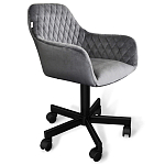 Стул с мягкой серой обивкой из велюра и подъемно-поворотным механизмом на черных колесиках Harper Gray варинант исполнения - 1 | Loft Concept в Новосибирске