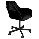 Стул с мягкой черной обивкой из велюра и подъемно-поворотным механизмом на колесиках Harper Black варинант исполнения - 1 | Loft Concept в Новосибирске