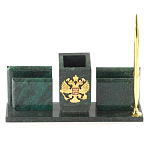 Настольный письменный набор из змеевика с визитницами и ручкой Successful Leader варинант исполнения - 1 | Loft Concept в Новосибирске