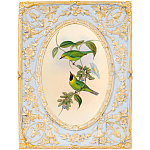 Декоративный постер с изображением птиц в раме с рельефным растительным узором Blooming Birds Poster варинант исполнения - 8 | Loft Concept в Новосибирске