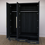 Большой Шкаф Primo Черный дуб с 3 дверьми и 3 выдвижными ящиками варинант исполнения - 8 | Loft Concept в Новосибирске